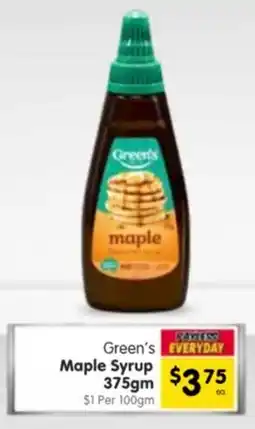 Spar Green's Maple Syrup offer