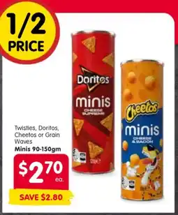 Spar Twisties, Doritos, Cheetos or Grain Waves Minis offer