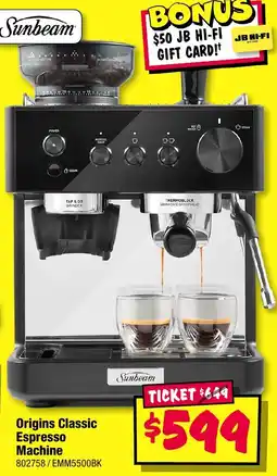 JB Hi-Fi Origins Classic Espresso Machine offer