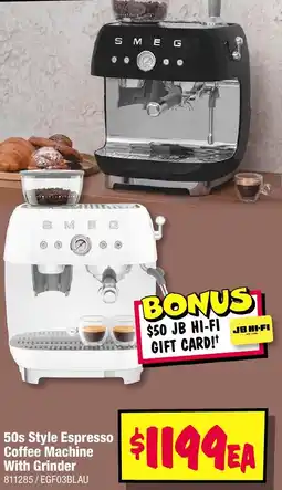 JB Hi-Fi 50s Style Espresso Coffee Machine With Grinder offer