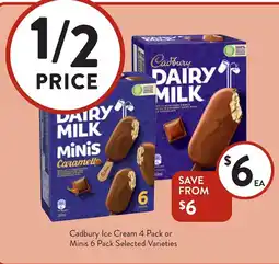 Foodworks Cadbury Ice Cream or Minis Selected Varieties offer
