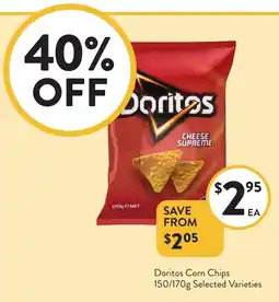 Foodworks Doritos Corn Chips Selected Varieties offer