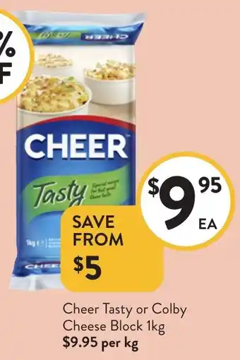 Cheer Tasty or Colby Cheese Block