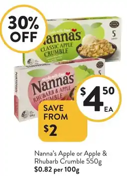 Foodworks Nanna's Apple or Apple & Rhubarb Crumble offer