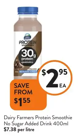 Foodworks Dairy Farmers Protein Smoothie No Sugar Added Drink offer