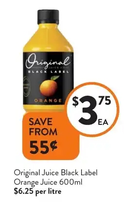 Foodworks Original Juice Black Label Orange Juice offer