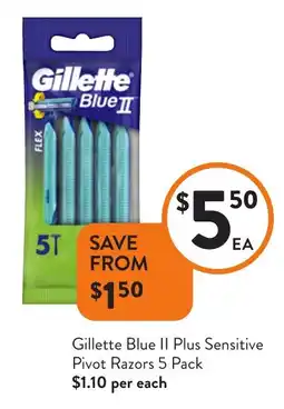 Foodworks Gillette Blue II Plus Sensitive Pivot Razors offer