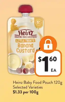 Foodworks Heinz Baby Food Pouch Selected Varieties offer