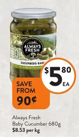 Foodworks Always Fresh Baby Cucumber offer