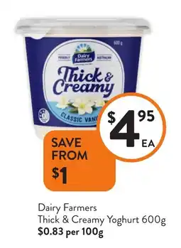 Foodworks Dairy Farmers Thick & Creamy Yoghurt offer