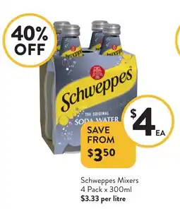 Foodworks Schweppes Mixers offer