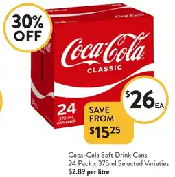 Foodworks Coca-Cola Soft Drink Cans Selected Varieties offer