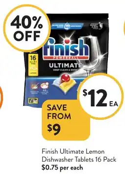 Foodworks Finish Ultimate Lemon Dishwasher Tablets offer