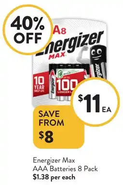 Foodworks Energizer Max AAA Batteries offer
