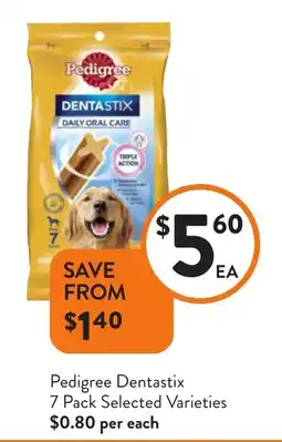 Foodworks Pedigree Dentastix Selected Varieties offer