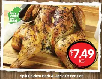 Split Chicken Herb & Garlic Or Peri Peri
