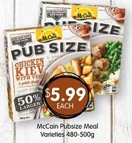 Spudshed McCain Pubsize Meal Varieties offer