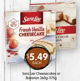 Spudshed Sara Lee Cheesecakes or Bavarian offer