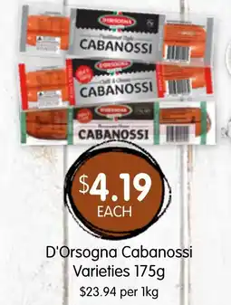 Spudshed D'Orsogna Cabanossi Varieties offer