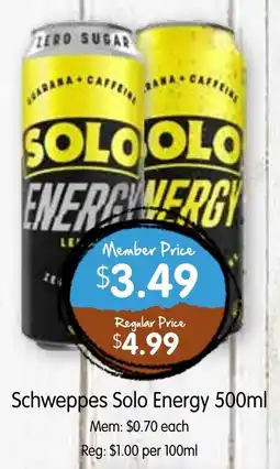 Spudshed Schweppes Solo Energy offer