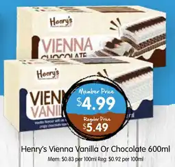 Spudshed Henry's Vienna Vanilla Or Chocolate offer
