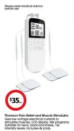 Coles Thomson Pain Relief and Muscle Stimulator offer