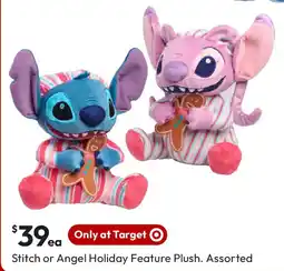 Target Stitch or Angel Holiday Feature Plush. Assorted offer