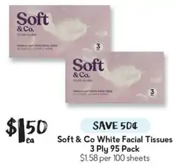 Drakes Soft & Co White Facial Tissues 3 Ply offer