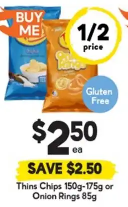 Drakes Thins Chips or Onion Rings offer