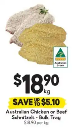 Drakes Australian Chicken or Beef Schnitzels Bulk Tray offer