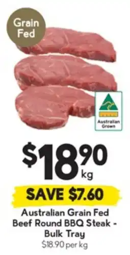 Drakes Australian Grain Fed Beef Round BBQ Steak - Bulk Tray offer