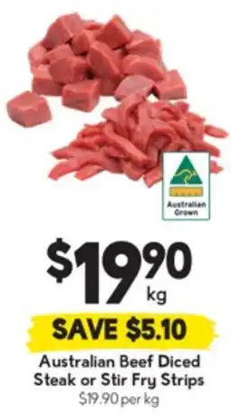 Drakes Australian Beef Diced Steak or Stir Fry Strips offer