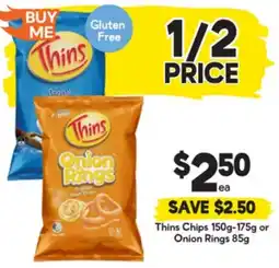 Drakes Thins Chips or Onion Rings offer