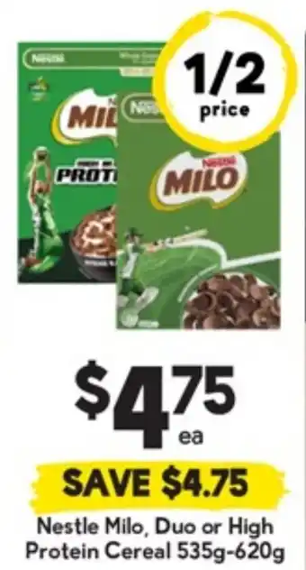 Drakes Nestle Milo, Duo or High Protein Cereal offer