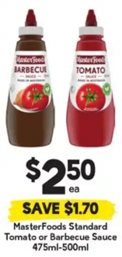 Drakes MasterFoods Standard Tomato or Barbecue Sauce offer
