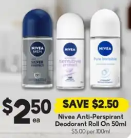 Drakes Nivea Anti-Perspirant Deodorant Roll On offer