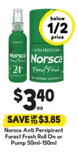 Drakes Norsca Anti Persipirant Forest Fresh Roll On or Pump offer