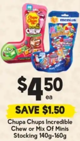 Drakes Chupa Chups Incredible Chew or Mix Of Minis Stocking offer