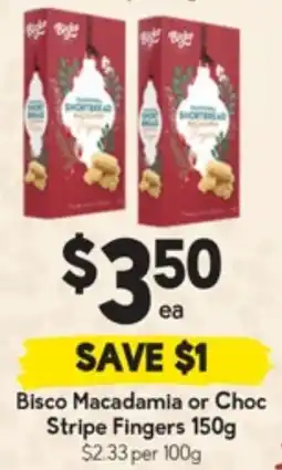 Drakes Bisco Macadamia or Choc Stripe Fingers offer