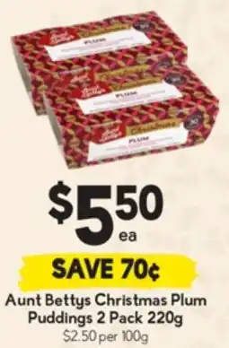 Drakes Aunt Bettys Christmas Plum Puddings offer