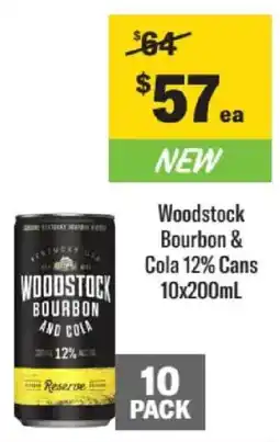 Liquorland Woodstock Bourbon & Cola 12% Cans offer