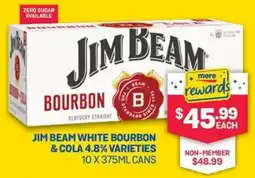 SipnSave Jim beam white bourbon & cola 4.8% varieties offer