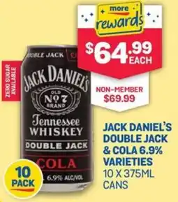 SipnSave Jack daniel's double jack & cola 6.9% varieties offer