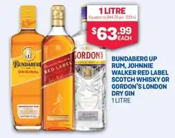 SipnSave Bundaberg up rum, johnnie walker red label scotch whisky or gordon's london dry gin offer