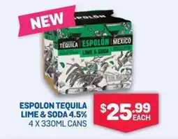 SipnSave Espolon tequila lime & soda 4.5% offer