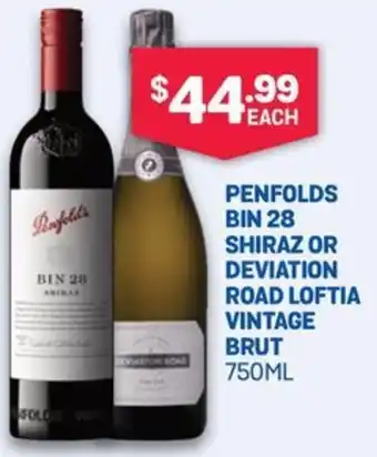 SipnSave Penfolds bin 28 shiraz or deviation road loftia vintage brut offer