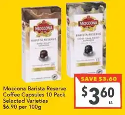 Supa Valu Moccona Barista Reserve Coffee Capsules Selected Varieties offer