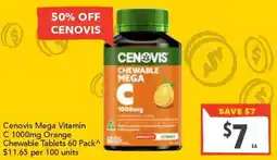 Supa Valu Cenovis Mega Vitamin C 1000mg Orange Chewable Tablets offer