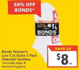 Supa Valu Bonds Women's Low Cut Socks Selected Varieties offer