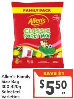 Supa Valu Allen's Family Size Bag Selected Varieties offer